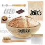 JeRic's Choice 9 Inch Banneton Proofing Basket Kit Bread Rising Bowl with Liner | Wood Handle Stainless Steel Dough Scraper | Bread Lame | Cleaning Brush Tools Round Sourdough Proofing Bowls