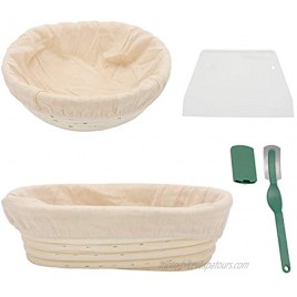 MorNon Bread Proofing basket Set of 2 9 Inch Oval & 10 Inch Round Proofing Bowls with Dough Scraper Bread Lame Liners for Baking Proofing Home Sourdough Bakers Baking