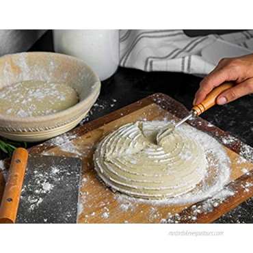 Proofing Set by Kook Sourdough Bread 2 Rattan Banneton Baskets 2 Basket Covers Metal Scraper Plastic Scraper Scoring Lame 5 Blades and Case Round Shape