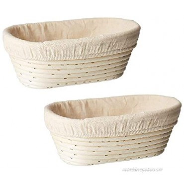 Set of 2 Oval 9.8 x 6 x 3.5 inch Banneton Proofing Basket & Liner SUGUS HOUSE Brotform Dough Rising Rattan Handmade rattan bowl-Perfect For Artisan