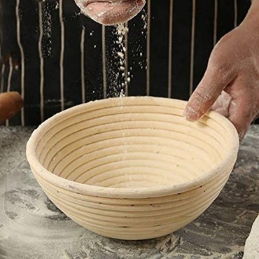 VINCOK 10 inch Round Bread Banneton Proofing Rattan Basket with Liner & Dough Scraper for Bakers10 inch