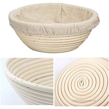 VOLADOR 9 inch Bread Proofing Banneton Round Dough Bowl Proving Rattan Baskets for Sourdough with Linen Liner & Scraper & Razor Blades & Stencils