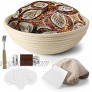 VOLADOR 9 inch Bread Proofing Banneton  Round Dough Bowl Proving Rattan Baskets for Sourdough with Linen Liner & Scraper & Razor Blades & Stencils