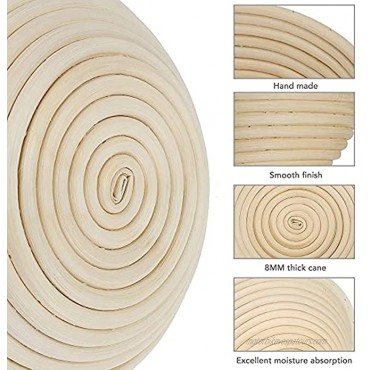 Zaynau 10 Inch Round N Oval Bread Banneton Proofing Basket Set With Linen Liner- Metal Bench scraper Silicone Dough Scraper- Danish Dough Whisk -Scoring Lame N Extra Blades Full Pack