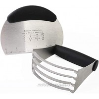 Bench Scraper & Chopper Stainless Steel with Easy To Read Etched Markings Multi-Use Dough Scraper Dough Cutter & Pastry Scraper Hand Kitchen Tool Set of 2 Grey