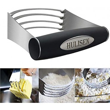 HULISEN Stainless Steel Pastry Scraper Dough Blender & Biscuit Cutter Set 3 Pieces Set Heavy Duty & Durable with Ergonomic Rubber Grip Professional Baking Dough Tools Gift Package