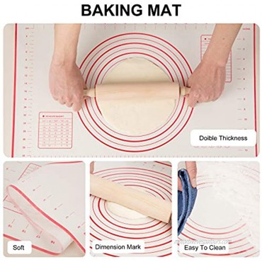 Pastry Cutter Dough Scraper Rolling Pin Silicone Baking Mat Stainless Steel Dough Cutter Pastry Blender Set for Baker Professional Dough Roller Wood Rolling Pin Baking Mat 4 Set Bread Bake Tools