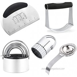 Pastry Cutter Set Stainless Steel Pastry Scraper Dough Blender,Biscuit Cutter and Egg Separator Set 4 Baking Tools for Pizza Bread Cookie Doughnut.