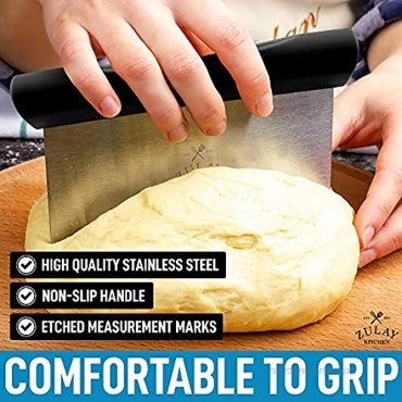 Premium Multi-purpose Stainless Steel Bench Scraper & Chopper Easy to Read Etched Markings for Perfect Cuts Quick & Easy Multi-use Dough Scraper Dough Cutter & Pastry Scraper by Zulay Kitchen