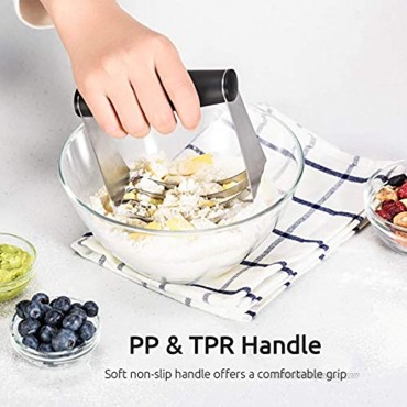 U-Taste Dough Blender with 4.09in Fixed Handle Professional Pastry Mixer Cutter Dough Masher with 4 Heavy Duty 1.2mm Stainless Steel Blades for Butter Pie Crust Baking