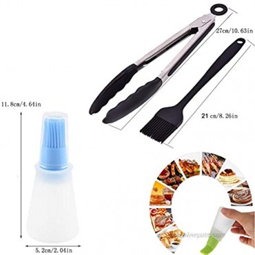 JiaUfmi Silicone BBQ Basting Brush Bottle Oil Honey Sauce Grill Basting Brush BBQ Tong for Barbecue Cooking Frying Kitchen Tools Accessories 6-Pack