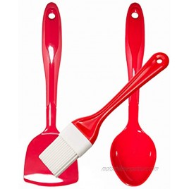 KOLLOMBO Basting Brush Pastry Brush Sturdy Spoon & Spatula Silicone Brush Kitchen Utensil Set Dishwasher Safe FDA Complied Cherry Red