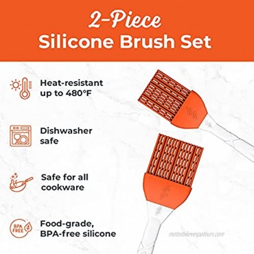 M KITCHEN WORLD Basting Brush for Cooking Set of 2 Large and Small Silicone Pastry Brushes for Baking Oil and BBQ Spreading Kitchen Utensils