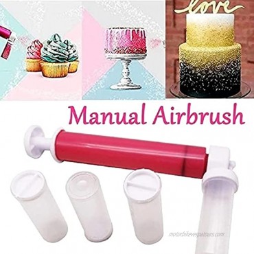 Manual Airbrush for Cakes DIY Baking Tools with 4pcs Cake Spray Tube for Decorating Cakes and Cookies Cupcakes and Desserts Kitchen Supplies