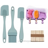 Silicone Pastry Brush Four-Piece Set Cooking With Spatula Heat-Resistant And Bpa-Free Barbecue Grill And Kitchen Baking Set With Silicone Ice Cream Mold green