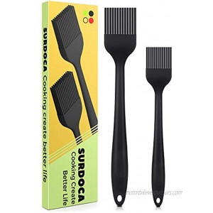 SURDOCA Silicone Pastry Basting Brush 2Pcs 10 + 8 in Heat Resistant Brush for Cooking Baking Food BPA Free Kitchen Brush for Sauce Butter Oil Stainless Steel Core Design for Barbecue BBQ Grilling