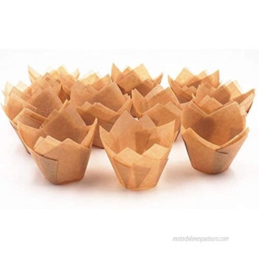 150pcs Tulip Cupcake Liners Natural Baking Cups Muffin Paper Liner Grease-Proof Wrappers for Wedding Birthday Party Standard Size Natural Color