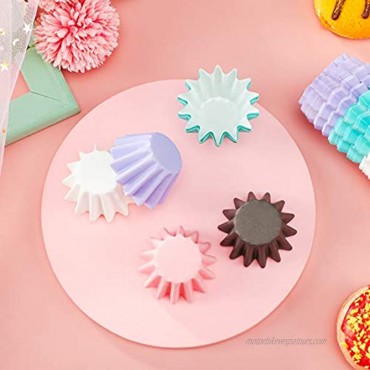 200 Pieces Wave Cupcake Liners Flared Cupcake Baking Cups Wrappers Paper Greaseproof Brioche Mold Odorless Muffin Liners Wraps Muffin Case Trays for Party Decorations Colorful
