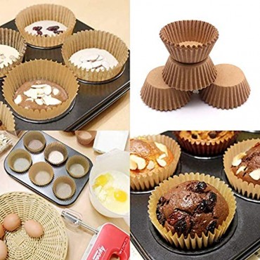 300Pcs Cupcake Liners Natural Muffin Liners Greaseproof Paper Baking Cups Standard Size Unbleached Paper Cupcake Liner for Baking Muffin and Cupcake Natural Color