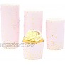 50-Pack Muffin Liners Pink and Gold Foil Polka Dots Cupcake Wrappers Paper Baking Cups
