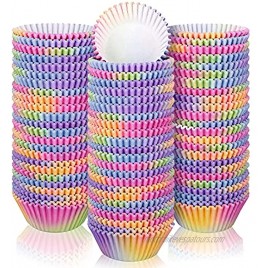 600 Pieces Aurora Cupcake Liners Rainbow Cupcake Wrappers Gradient Color Baking Cups Paper Muffin Cupcake Holders for Home Baking Kitchen Supplies