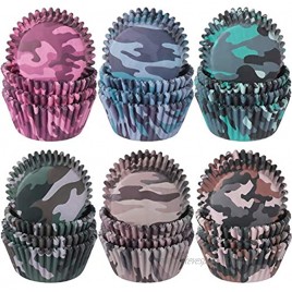 600 Pieces Camouflage Cupcake Liners Camo Cupcake Wrappers Liners Paper Greasproof Baking Cups Cupcake Wrappers Muffin Case Trays for Outdoors Themed Hunting Celebration Party Decorations