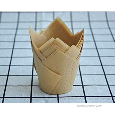 Ajoylife 125 PCS Tulip Baking Cup Cupcake Muffin Liners Wrappers Made of Swedish Nordic Brand Premium Greaseproof Paper Gold Standard Size Dia.2 x 3 1 2H
