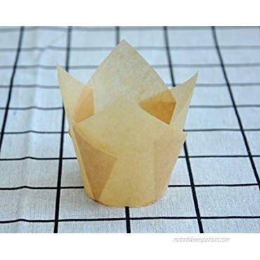 Ajoylife 125 PCS Tulip Baking Cup Cupcake Muffin Liners Wrappers Made of Swedish Nordic Brand Premium Greaseproof Paper Gold Standard Size Dia.2 x 3 1 2H