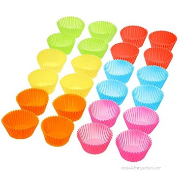 BiaoGan Silicone Cupcake Baking Cups Multi Color Reusable Muffin Cup Liners Rainbow Cupcake Wrappers 24-Pack 6 Vibrant Colors
