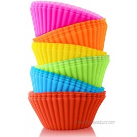 BiaoGan Silicone Cupcake Baking Cups Multi Color Reusable Muffin Cup Liners Rainbow Cupcake Wrappers 24-Pack 6 Vibrant Colors