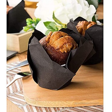 Black Tulip Cupcake Liners for Weddings and Birthday Paper Baking Cups 100 Pack