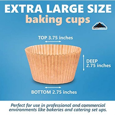 Cupcake Baking Cup Liner – Jumbo Size Extra Thick Unbleached Brown Disposable Cup Parchment Liner for Baking– Food Grade & No Smell – Muffin Paper Baking Cups by NextClimb Jumbo Pack of 50