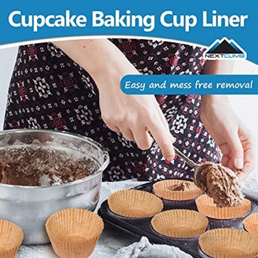 Cupcake Baking Cup Liner – Jumbo Size Extra Thick Unbleached Brown Disposable Cup Parchment Liner for Baking– Food Grade & No Smell – Muffin Paper Baking Cups by NextClimb Jumbo Pack of 50