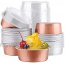 Cupcake Cups with Lids Eusoar 5oz 50pcs Desserts Flan 150ml Baking Cups with Lids Foil Desserts Cupcake Flan Cheesecake Custard Cake Cups Catering Gathering Shower Favor-Rose Gold