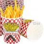 Durable Grease-Proof Paper French Fries Cups 100 Pack. Handheld Size Sturdy Red Checkered Fry Containers Hold 12 oz of Food ! Great for Movie Nights Party Meals Carnival Snacks and Food Trucks!