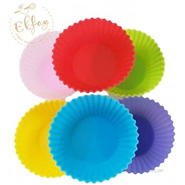 EKFAY Silicone Non-stick Baking Cups Cupcake Molds Muffin Liners Reusable Safe Shapable Flexible-24 Pack