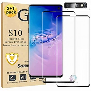 Galaxy S10 Screen Protector and Camera Lens Screen protector Scratch Resistant Easy installation Compatible Fingerprint Full Coverage 9H Tempered Glass Screen Protector for Samsung Galaxy S10【2+1Pack】