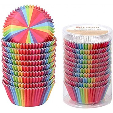 Gifbera Rainbow Foil Cupcake Liners Standard Baking Cups Food Grade & Grease-proof Muffin Wrappers 200-Count