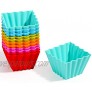 Kayaso Reusable Silicone Baking Cups None-Stick Cupcake Muffin liners Mini Cake Mold BPA free Fluted Square Mold 12 pack Assorted Colors Jumbo Size