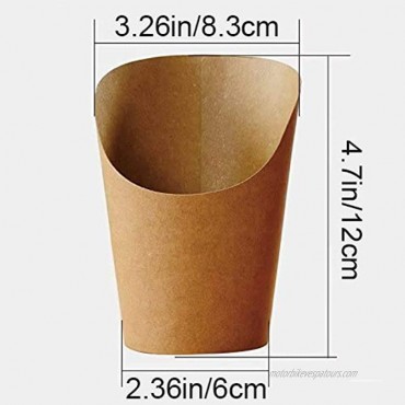 KINGZHUO 50 Pcs French Fries Holder 14oz Disposable Take-out Party Baking Waffle Paper Popcorn Boxes Sandwich Kraft Paper Cups Holder French Fry Paper Holder Wedding Food Trays Paper Cones Brown