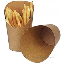 KINGZHUO 50 Pcs French Fries Holder 14oz Disposable Take-out Party Baking Waffle Paper Popcorn Boxes Sandwich Kraft Paper Cups Holder French Fry Paper Holder Wedding Food Trays Paper Cones Brown