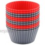 Mirenlife 12 Pack Reusable Nonstick Jumbo Silicone Baking Cups Cupcake and Muffin Liners 3.8 Inch Large Size in Storage Container Red and Gray Colors Round
