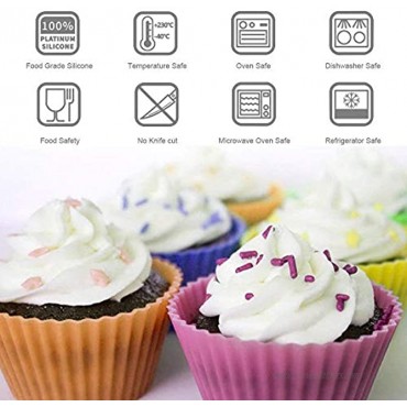 Mirenlife Silicone Cupcake Liners Reusable Silicone Baking Cups Nonstick Muffin Molds Easy Clean Silicone Muffin Liners 24 Pieces in 8 Rainbow Colors