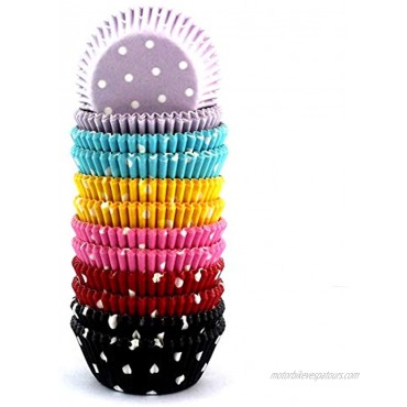 Mkustar 300 Count Mini Cupcake Liners Polka Dots Baking Paper Cups Rainbow