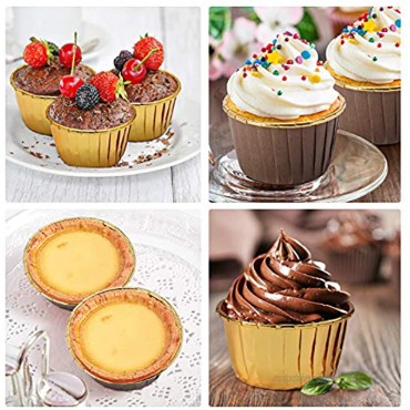 ORNOOU 100Pcs Aluminum Foil Baking Cups Disposable Foil Cupcake Cups 3.5 Oz Foil Muffin Liners Non-Stick Cupcake Liners for Shortcake Cheesecake Pudding Egg Tart and More Brown