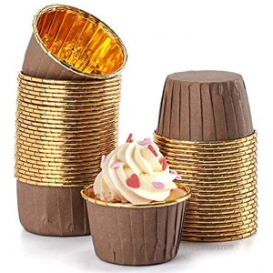 ORNOOU 100Pcs Aluminum Foil Baking Cups Disposable Foil Cupcake Cups 3.5 Oz Foil Muffin Liners Non-Stick Cupcake Liners for Shortcake  Cheesecake  Pudding  Egg Tart and More Brown