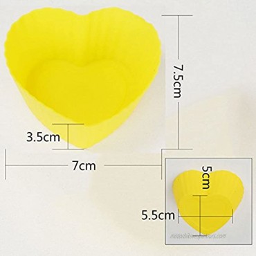 Silicone Baking Cups Heart Cupcake Liners Large Resusable Muffin Cups 30 PacksRainbow Colors