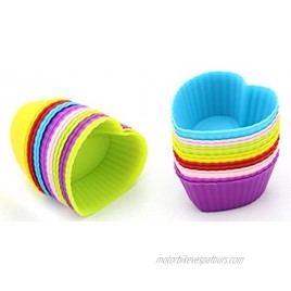 Silicone Baking Cups Heart Cupcake Liners Large Resusable Muffin Cups 30 PacksRainbow Colors