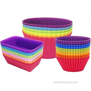 Silicone Cupcake Baking Cups Jumbo Muffin Liners Reusable Non-stick Cake Molds Sets 24-Pack