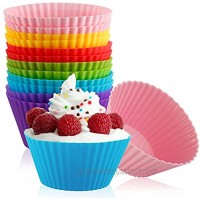Silicone Cupcake Baking Cups,Reusable Standard Cupcake Liners Muffin Liners,Non-stick Baking Molds ,12 Pack in 6 Rainbow Colors